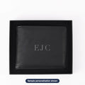 Engraved Leatherette Bifold Wallet with sample personalization (mockup)