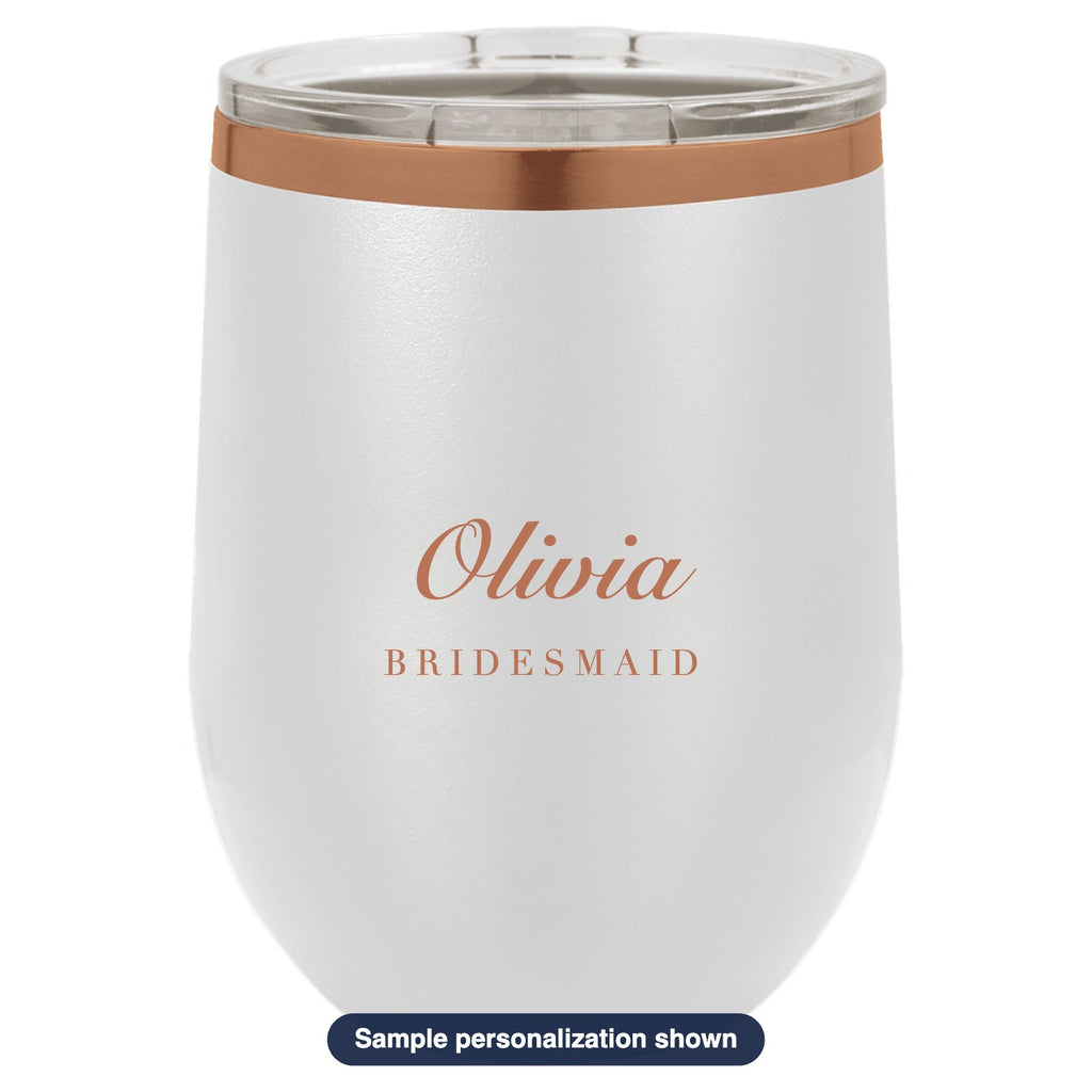 Engraved Stemless Wine Tumbler with sample personalization (mockup)