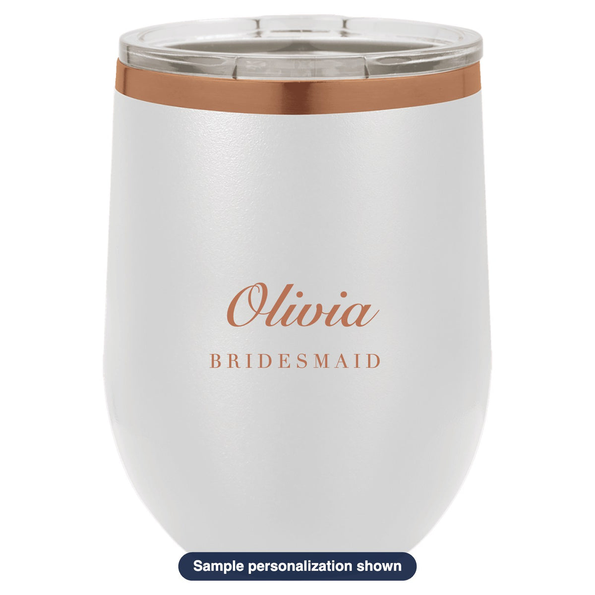 Engraved Stemless Wine Tumbler with sample personalization (mockup)
