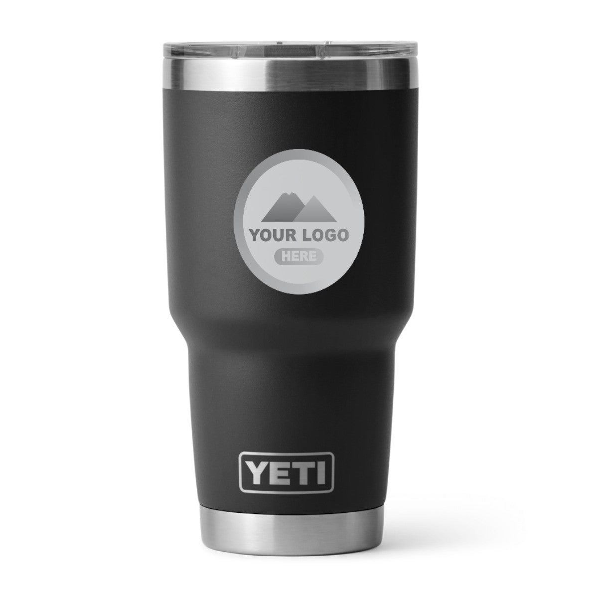 YETI 30 oz Rambler tumbler in Black, laser engraved with a sample logo