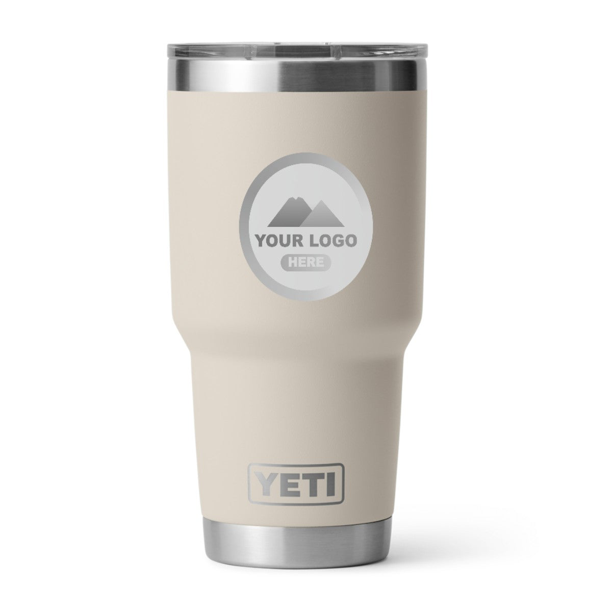 YETI 30 oz Rambler tumbler in Cape Taupe, laser engraved with a sample logo