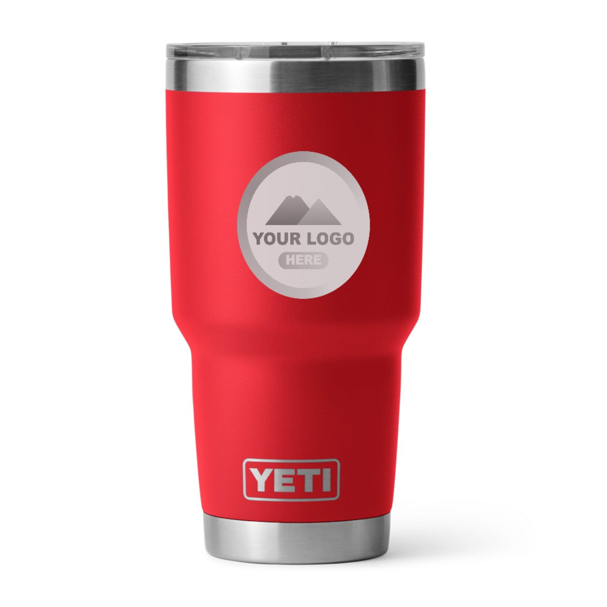 YETI 30 oz Rambler tumbler in Red, laser engraved with a sample logo