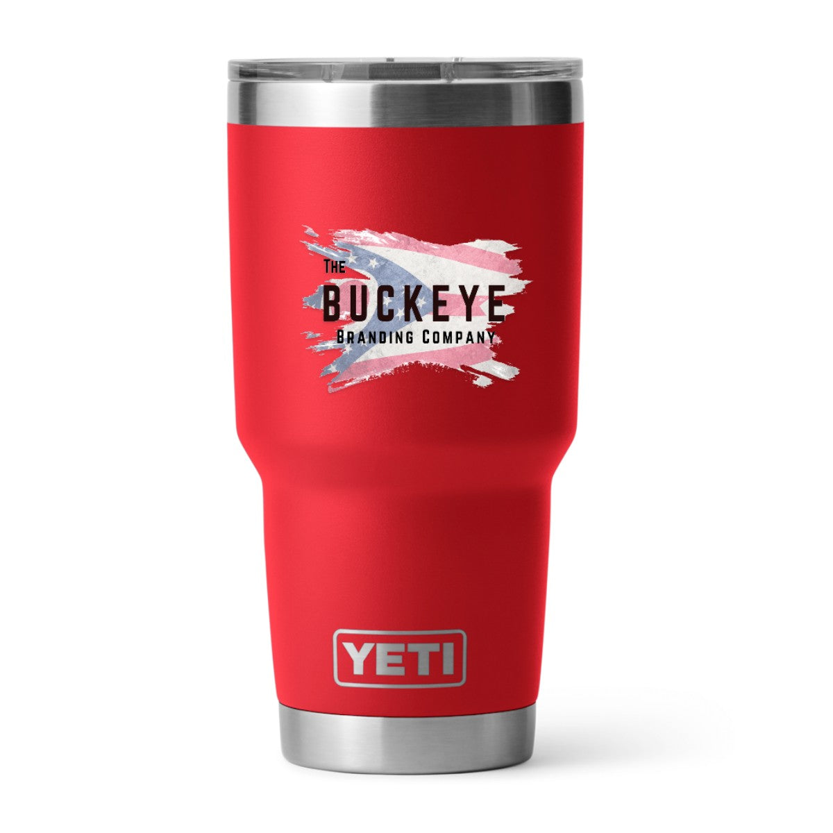 YETI Rambler 30 oz. tumbler in Red, UV printed with a full-color sample logo