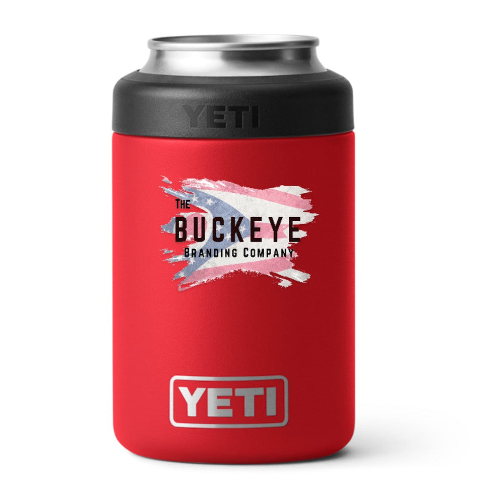 YETI Rambler 12 oz. Colster can cooler in Red, UV printed with a full-color sample logo