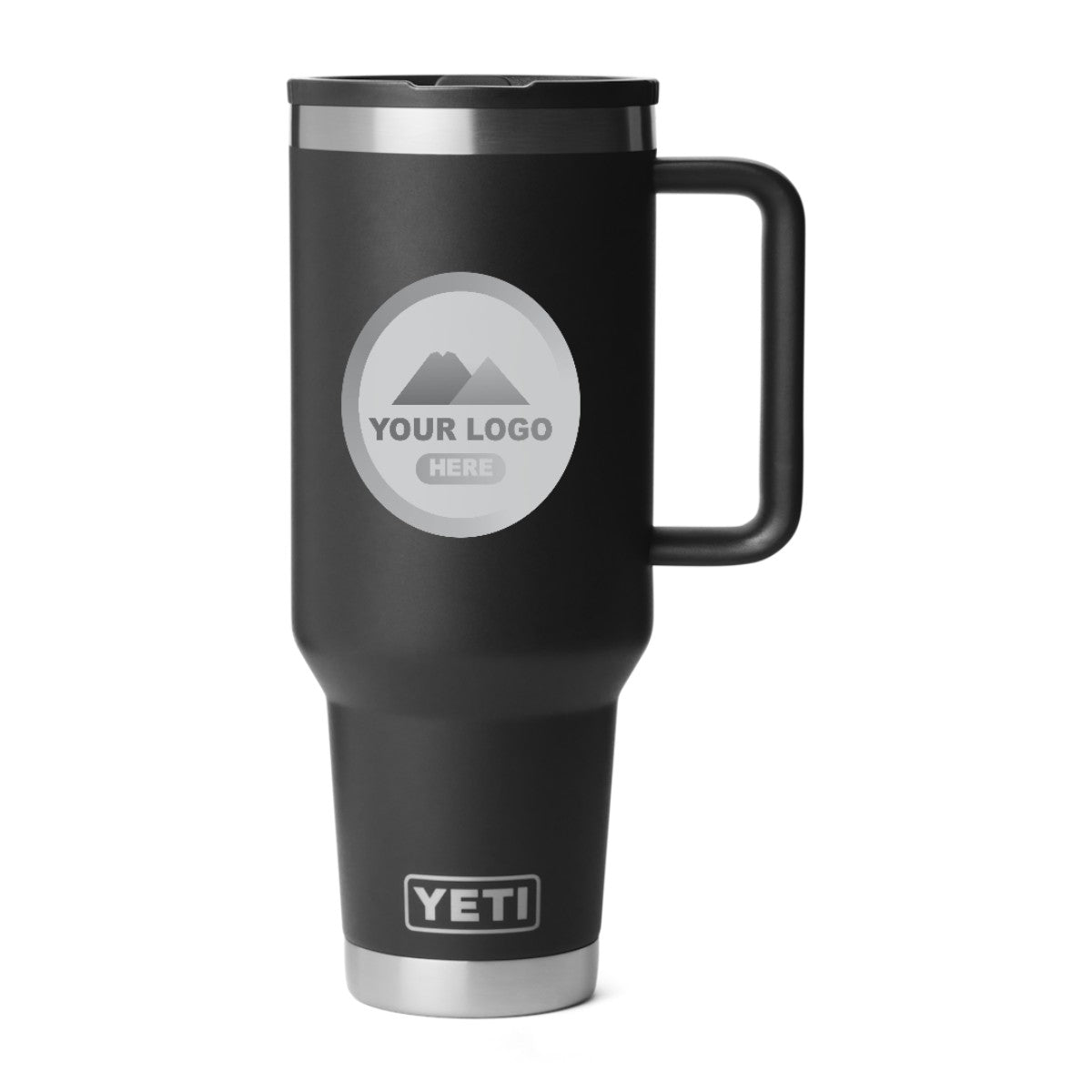 YETI Rambler 40 oz travel straw mug in Black, laser engraved with a sample logo