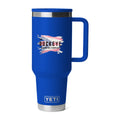 YETI Rambler 40 oz. travel straw mug in Royal Blue, UV printed with a full-color sample logo