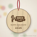Beck Electric Logo Christmas Ornament in natural basswood (sample mockup)
