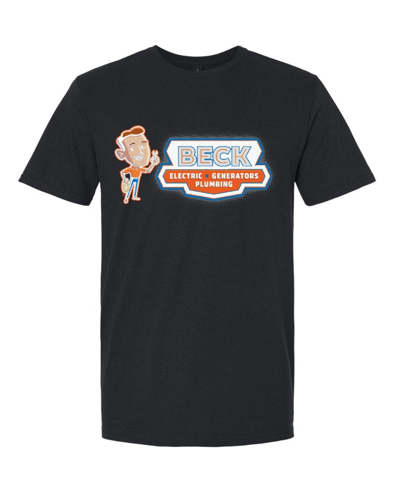 Beck Electric Softstyle Tee in Black (sample mockup)