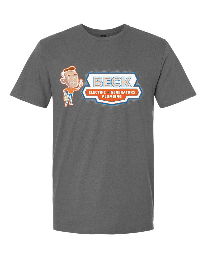 Beck Electric Softstyle Tee in Charcoal (sample mockup)