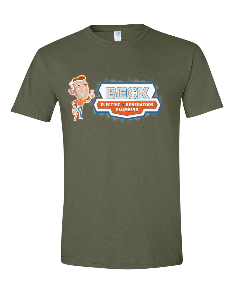 Beck Electric Softstyle Tee in Military Green (sample mockup)