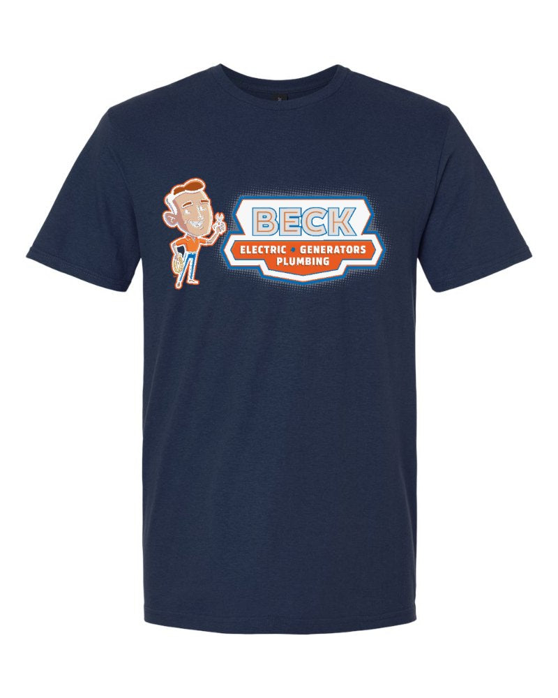 Beck Electric Softstyle Tee in Navy (sample mockup)