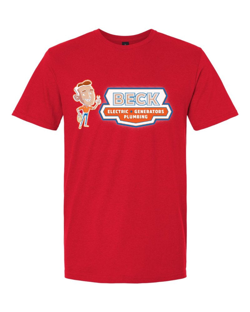 Beck Electric Softstyle Tee in Red (sample mockup)