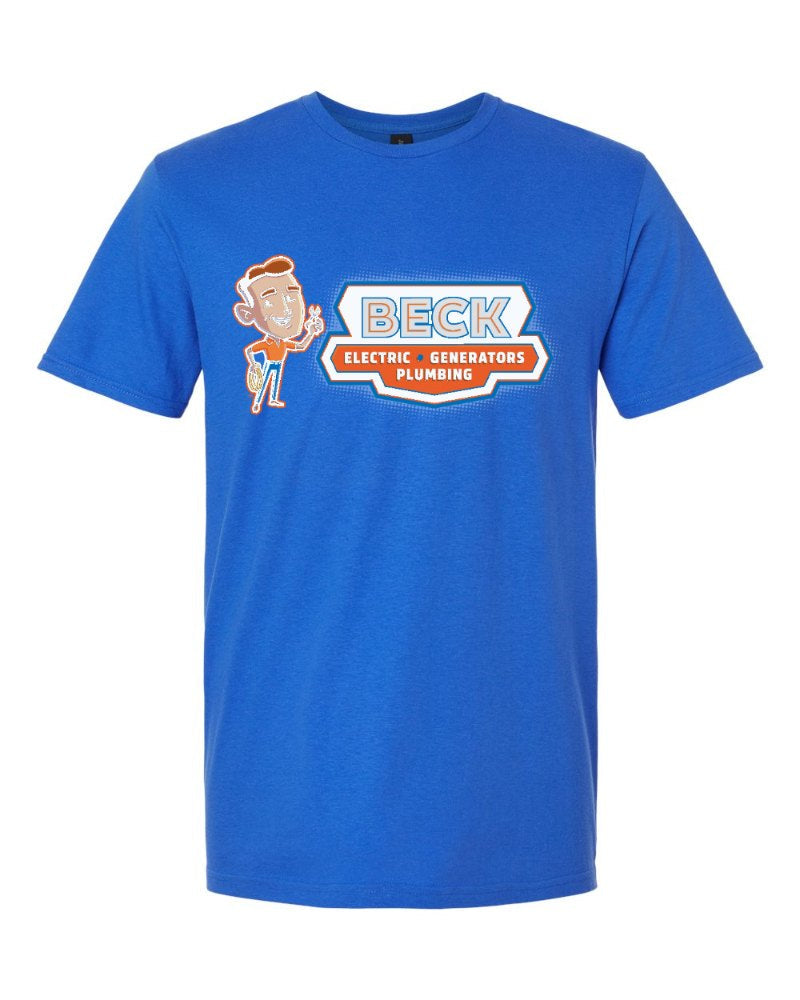 Beck Electric Softstyle Tee in Royal (sample mockup)
