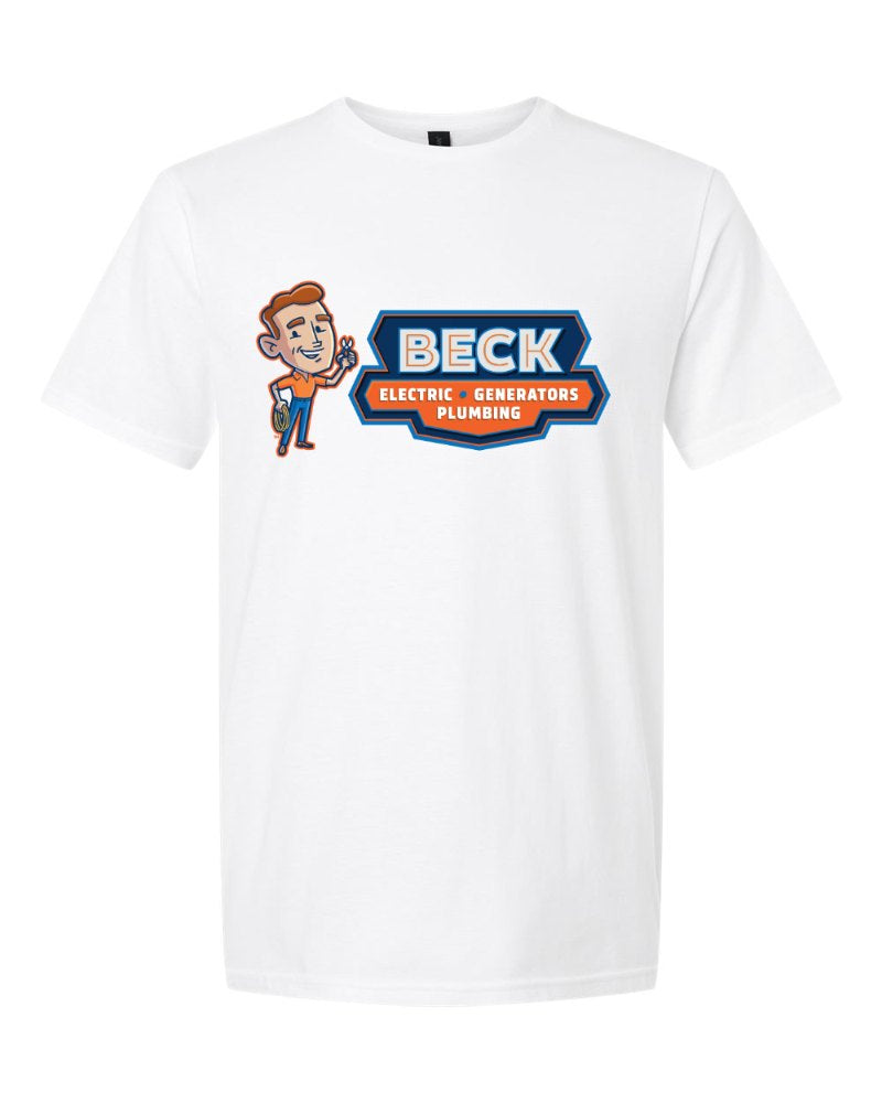 Beck Electric Softstyle Tee in White (sample mockup)