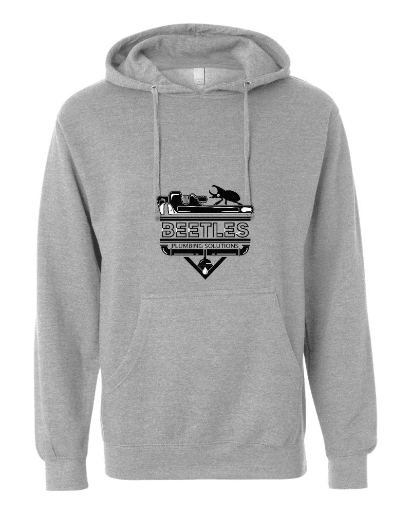Beetle's Plumbing Independent Trading Hoodie in Grey Heather (sample mockup)
