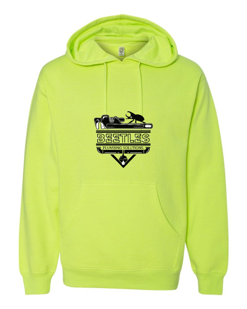 Beetle's Plumbing Independent Trading Hoodie in Safety Yellow (sample mockup)