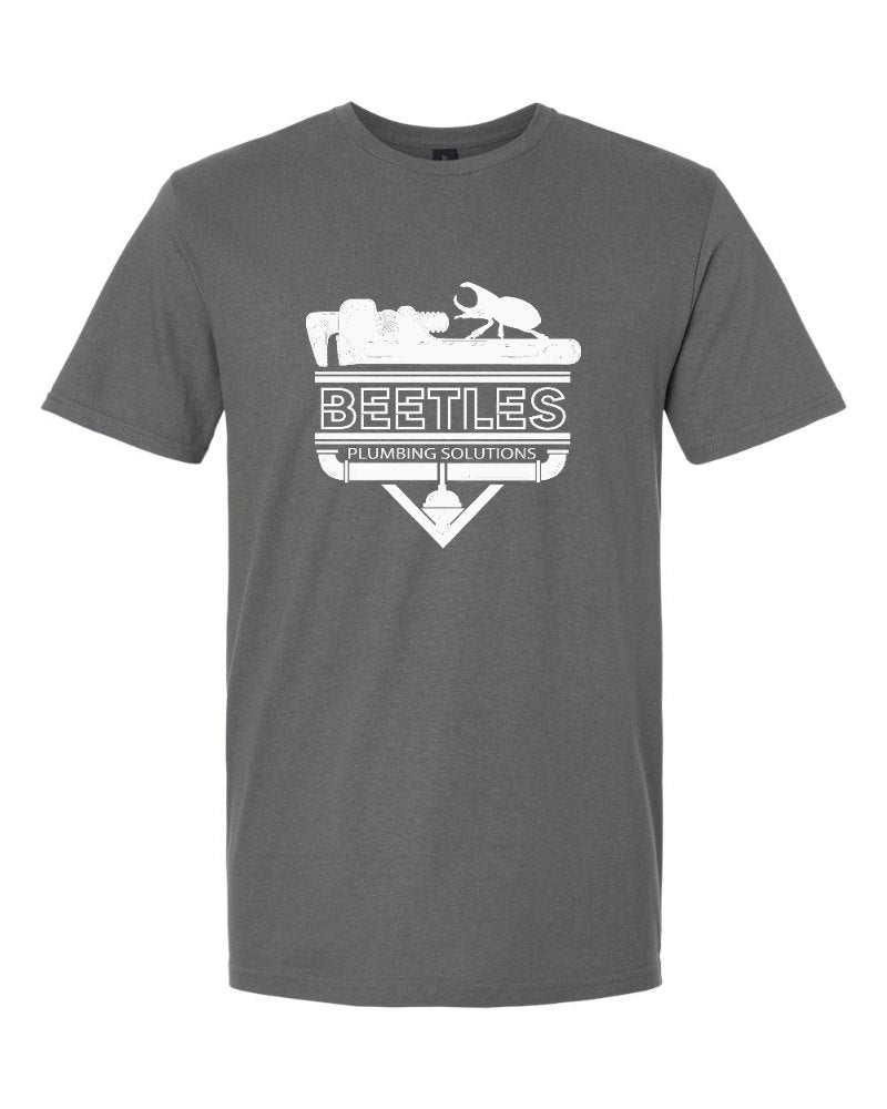 Beetle's Plumbing Softstyle Tee in Charcoal (sample mockup)