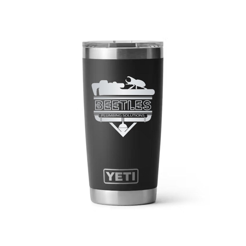 Beetle's Plumbing YETI 20 oz Rambler in Black (sample mockup)