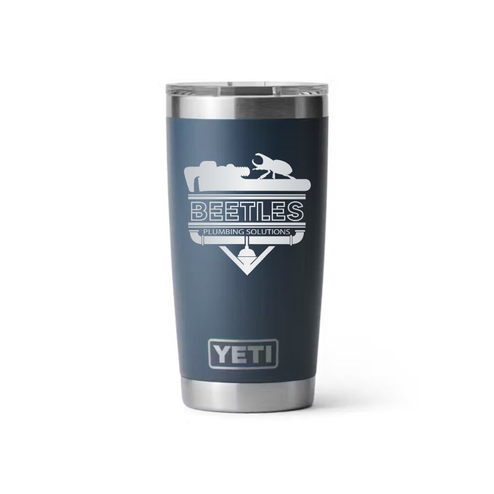 Beetle's Plumbing YETI 20 oz Rambler in Navy (sample mockup)