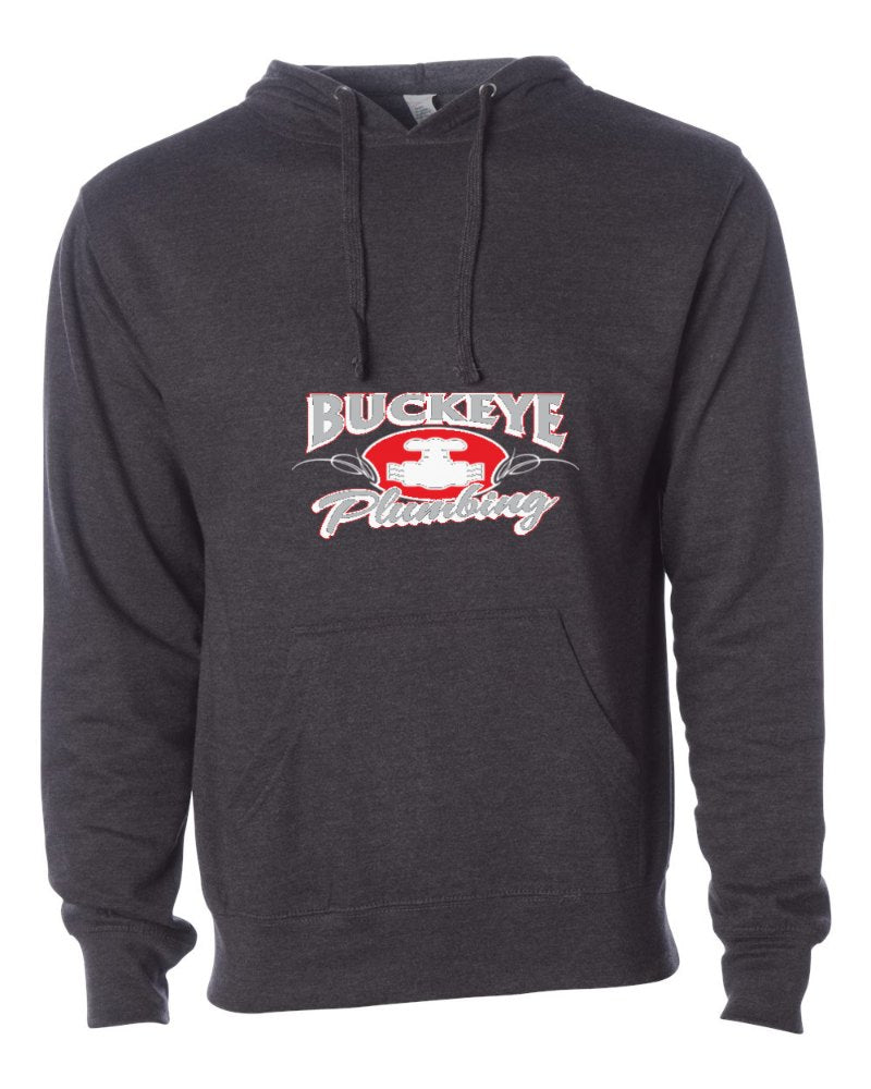 Buckeye Plumbing Independent Trading Hoodie in Charcoal Heather (sample mockup)