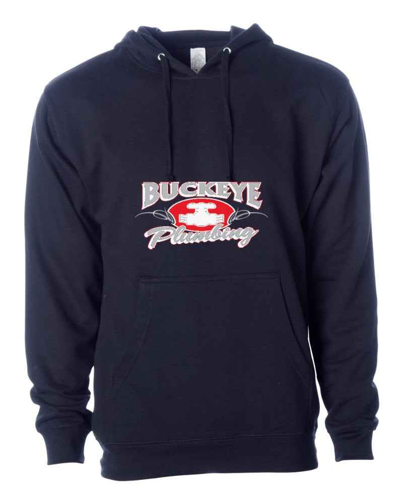 Buckeye Plumbing Independent Trading Hoodie in Classic Navy (sample mockup)