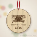 Buckeye Plumbing Logo Christmas Ornament in natural basswood (sample mockup)