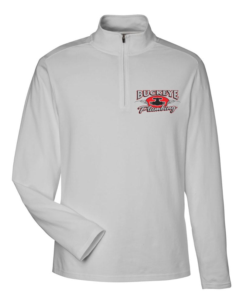 Buckeye Plumbing Stretch Quarter-Zip in Grey (sample mockup)