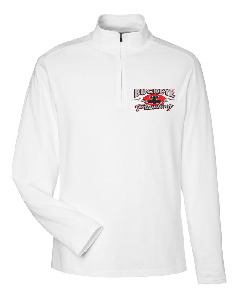 Buckeye Plumbing Stretch Quarter-Zip in White (sample mockup)