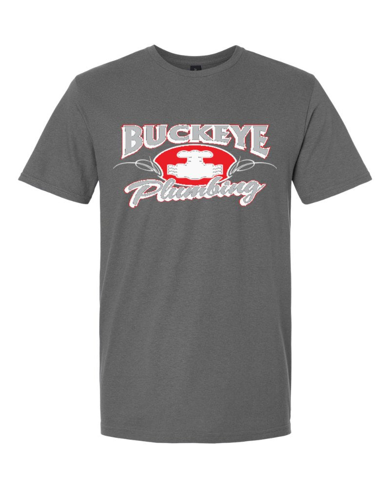 Buckeye Plumbing Softstyle Tee in Charcoal (sample mockup)