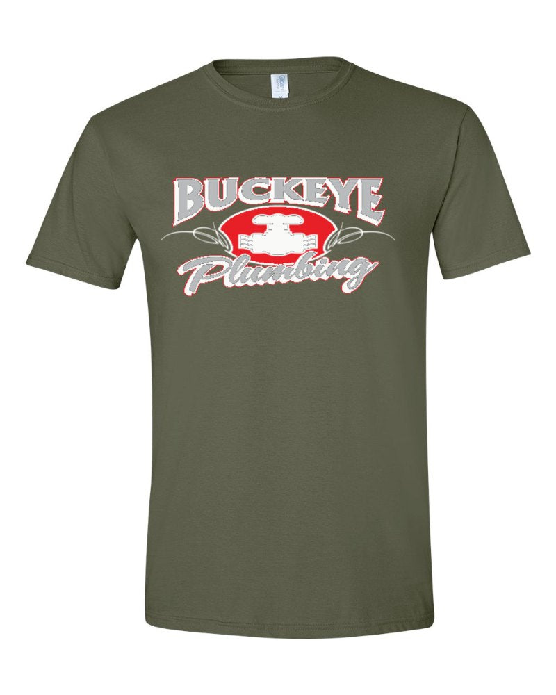 Buckeye Plumbing Softstyle Tee in Military Green (sample mockup)