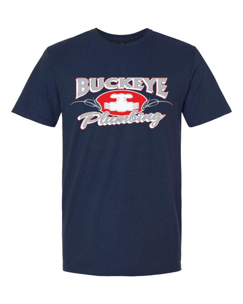 Buckeye Plumbing Softstyle Tee in Navy (sample mockup)