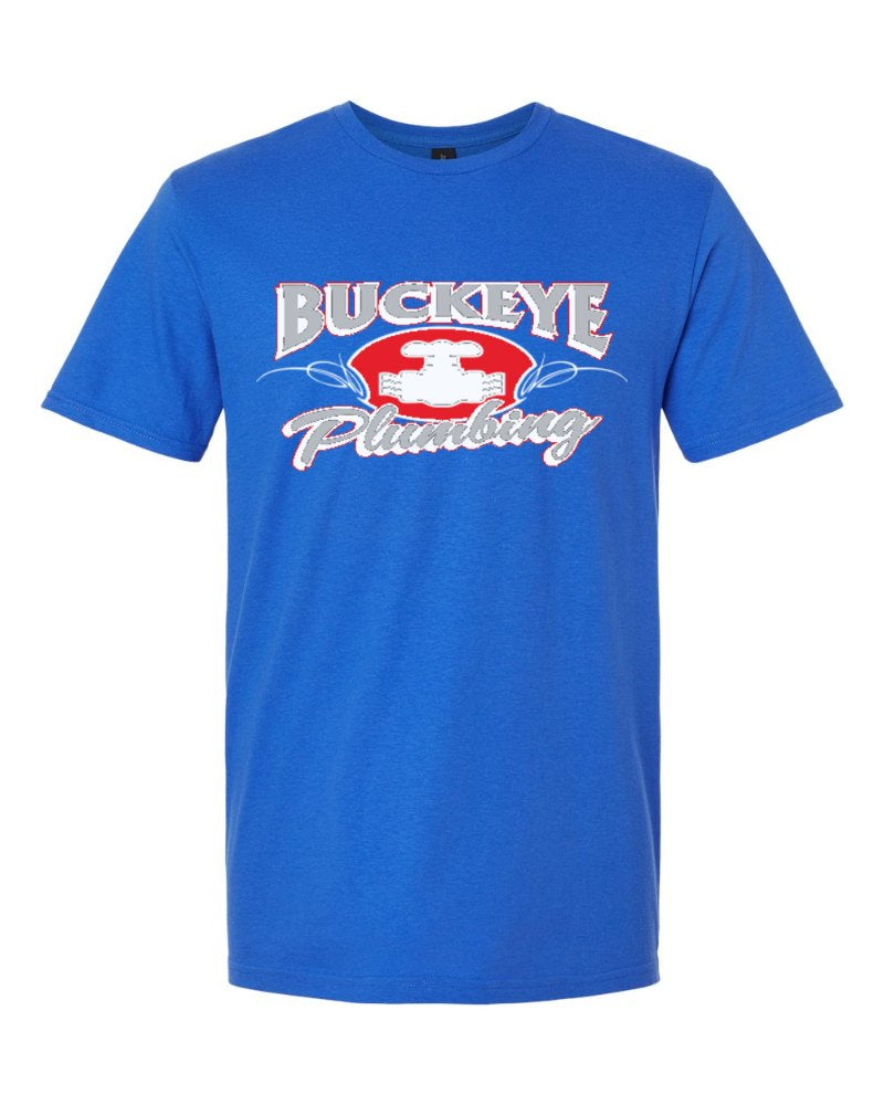 Buckeye Plumbing Softstyle Tee in Royal (sample mockup)