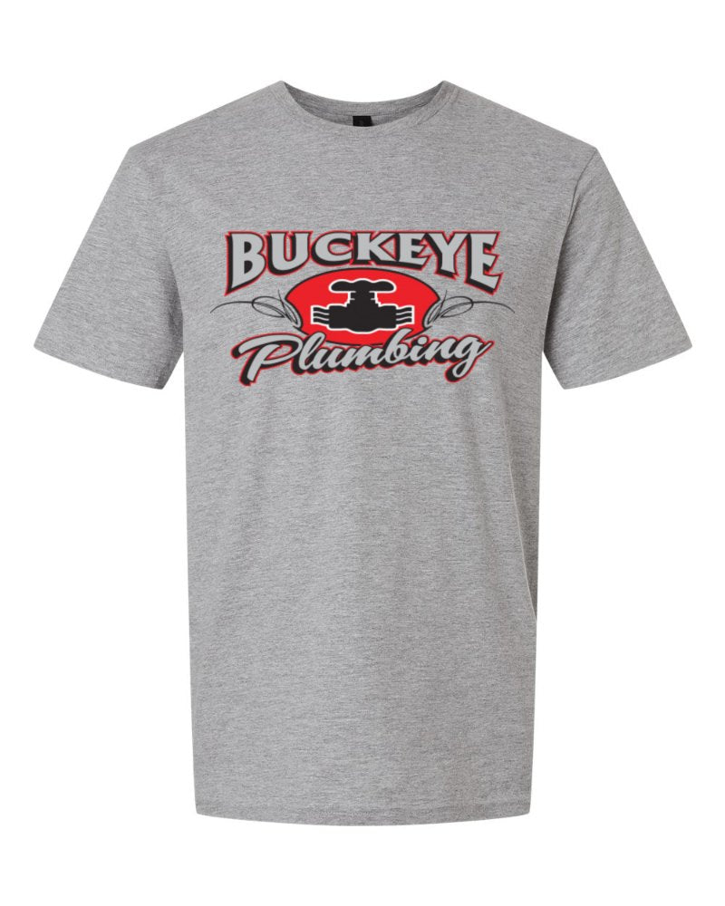 Buckeye Plumbing Softstyle Tee in Sport Grey (sample mockup)