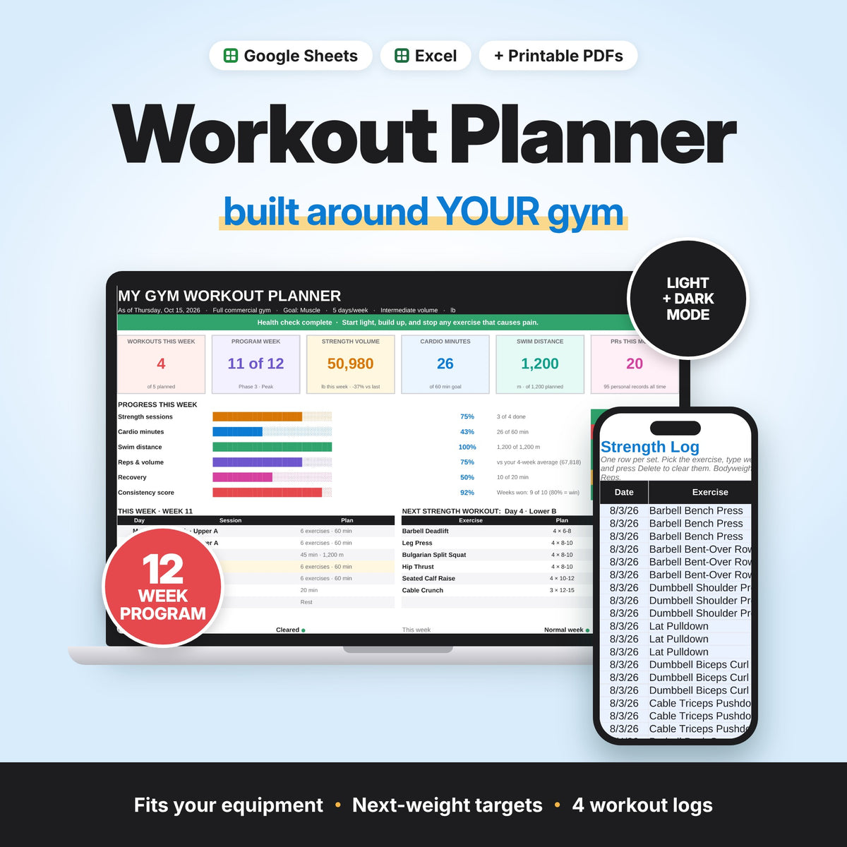 Build-Your-Gym Smart Workout Planner (Digital Download) — photo 1