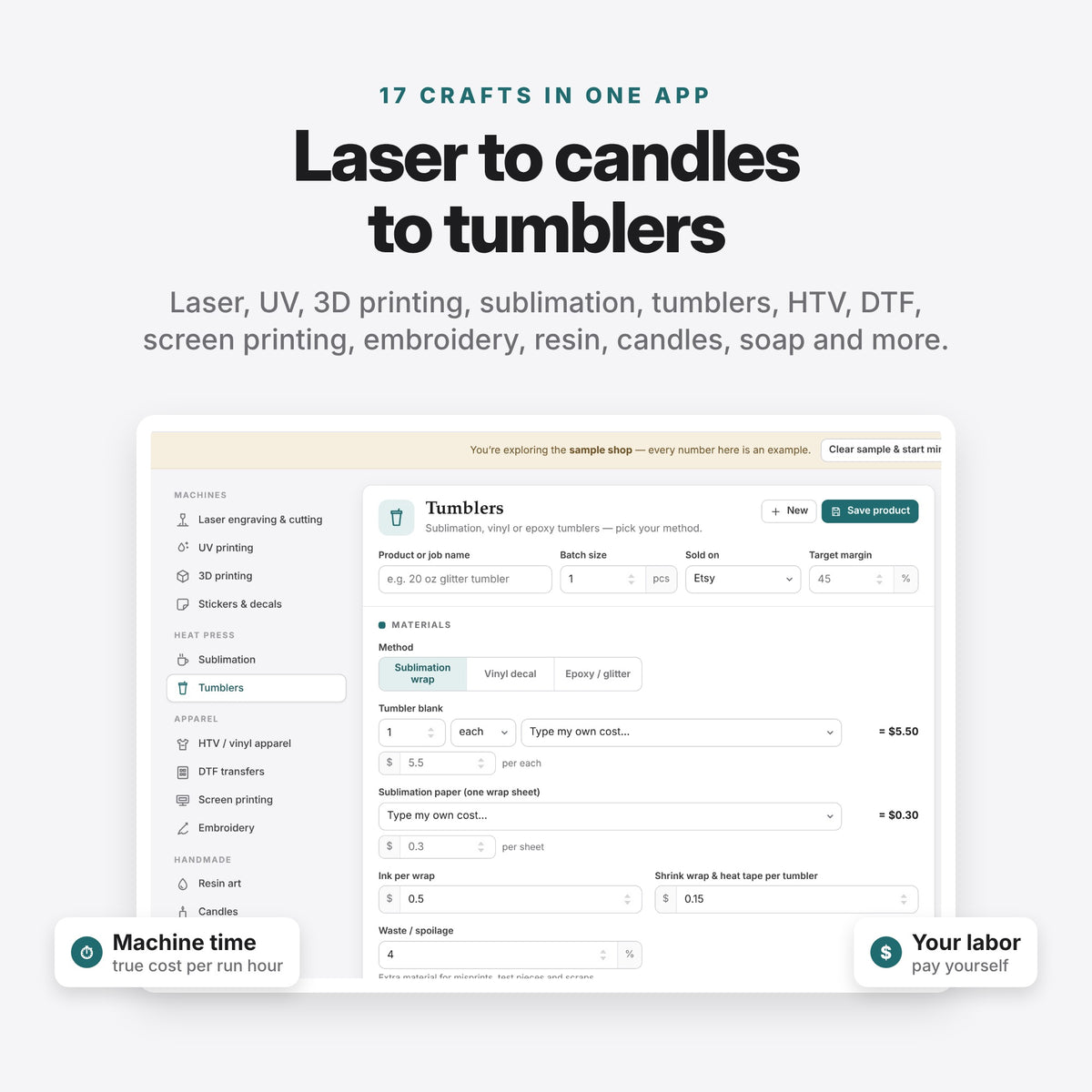 Craft Pricing Calculator App (Digital Download) — photo 4
