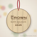 Crown Logo Christmas Ornament in natural basswood (sample mockup)