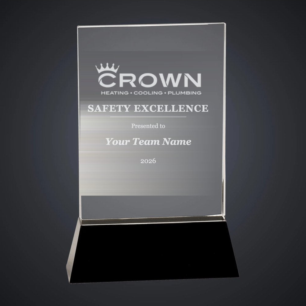 Crown Safety Excellence Crystal Award (sample mockup)