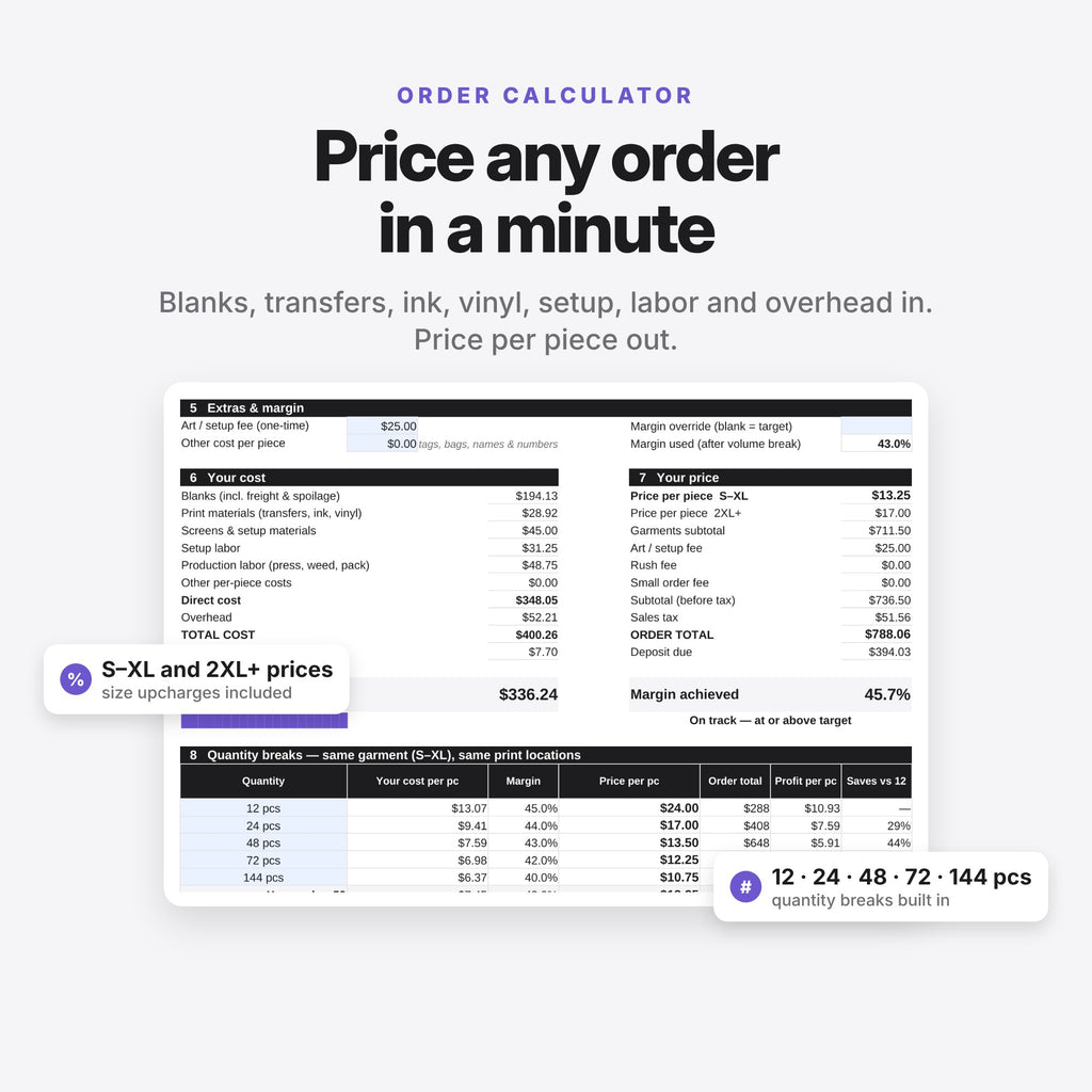 Custom Apparel Pricing Calculator (Digital Download) — photo 4