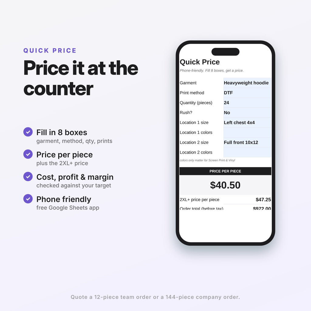 Custom Apparel Pricing Calculator (Digital Download) — photo 7