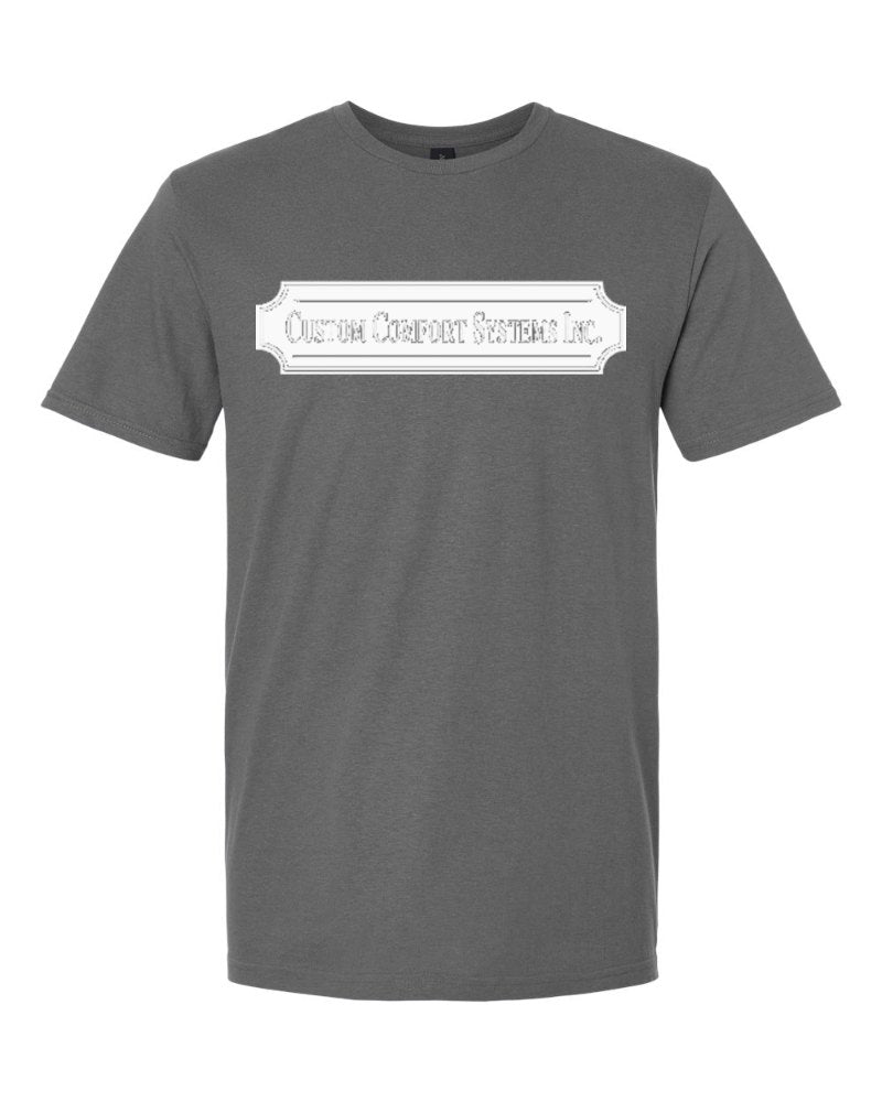 Custom Comfort Systems Softstyle Tee in Charcoal (sample mockup)