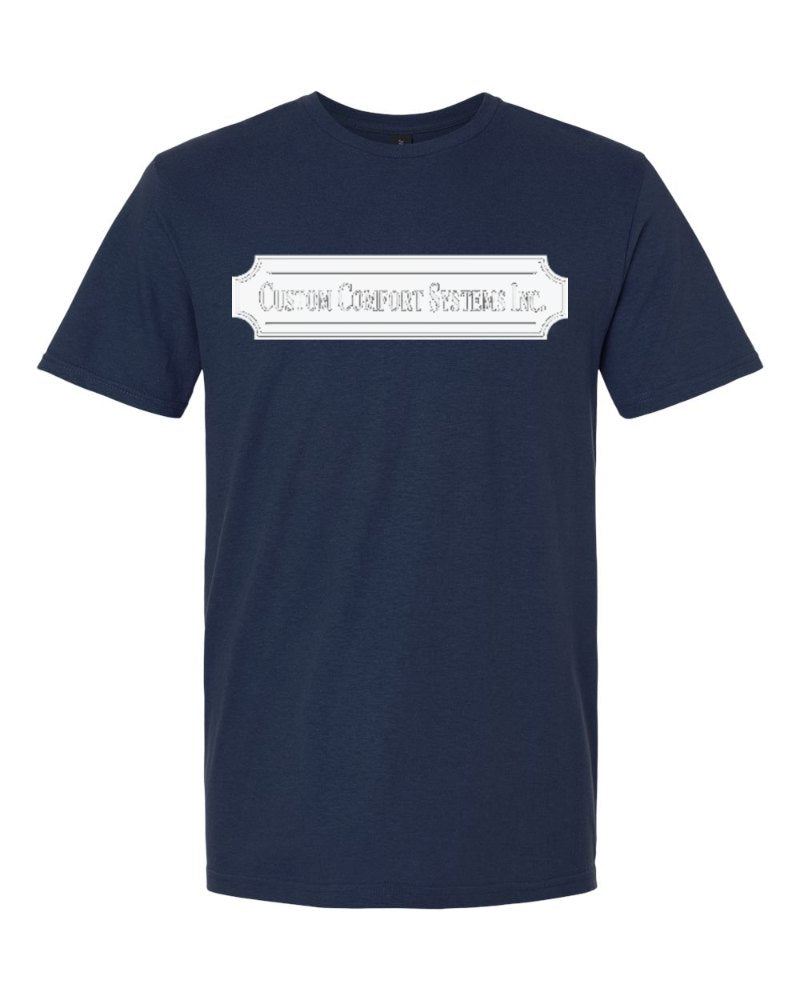Custom Comfort Systems Softstyle Tee in Navy (sample mockup)