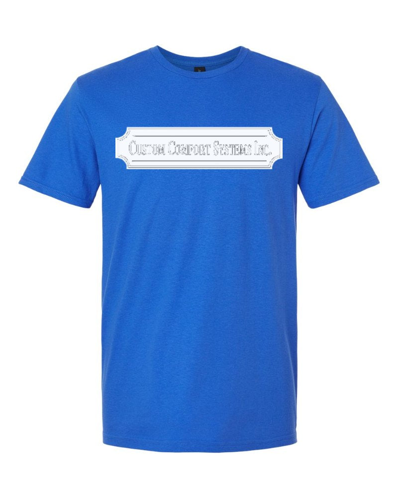Custom Comfort Systems Softstyle Tee in Royal (sample mockup)