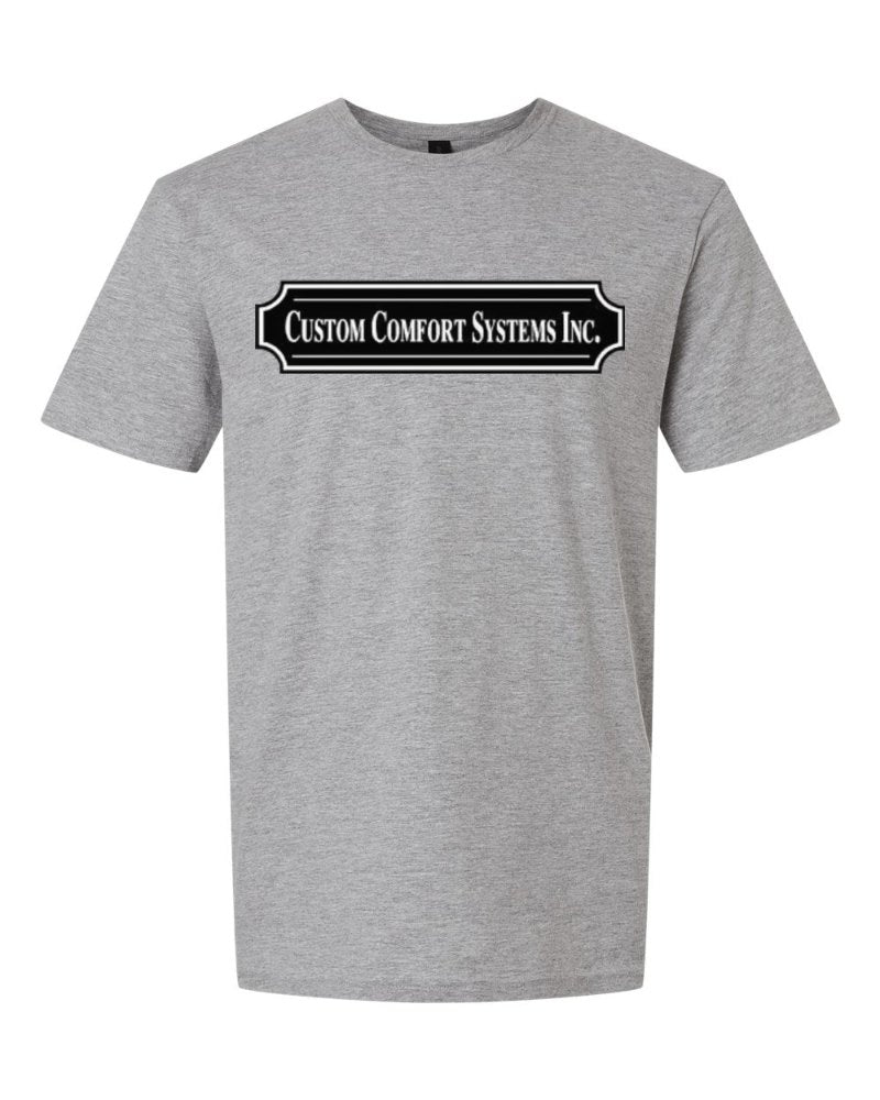 Custom Comfort Systems Softstyle Tee in Sport Grey (sample mockup)