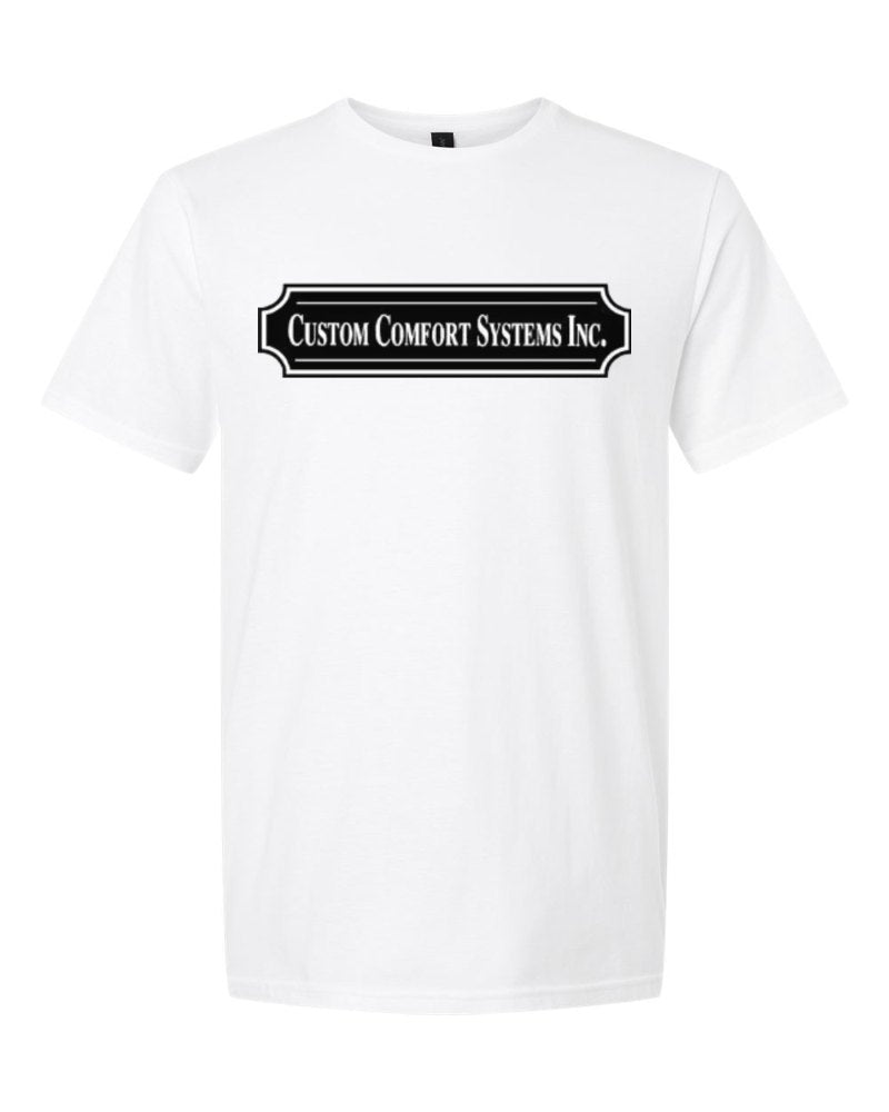 Custom Comfort Systems Softstyle Tee in White (sample mockup)