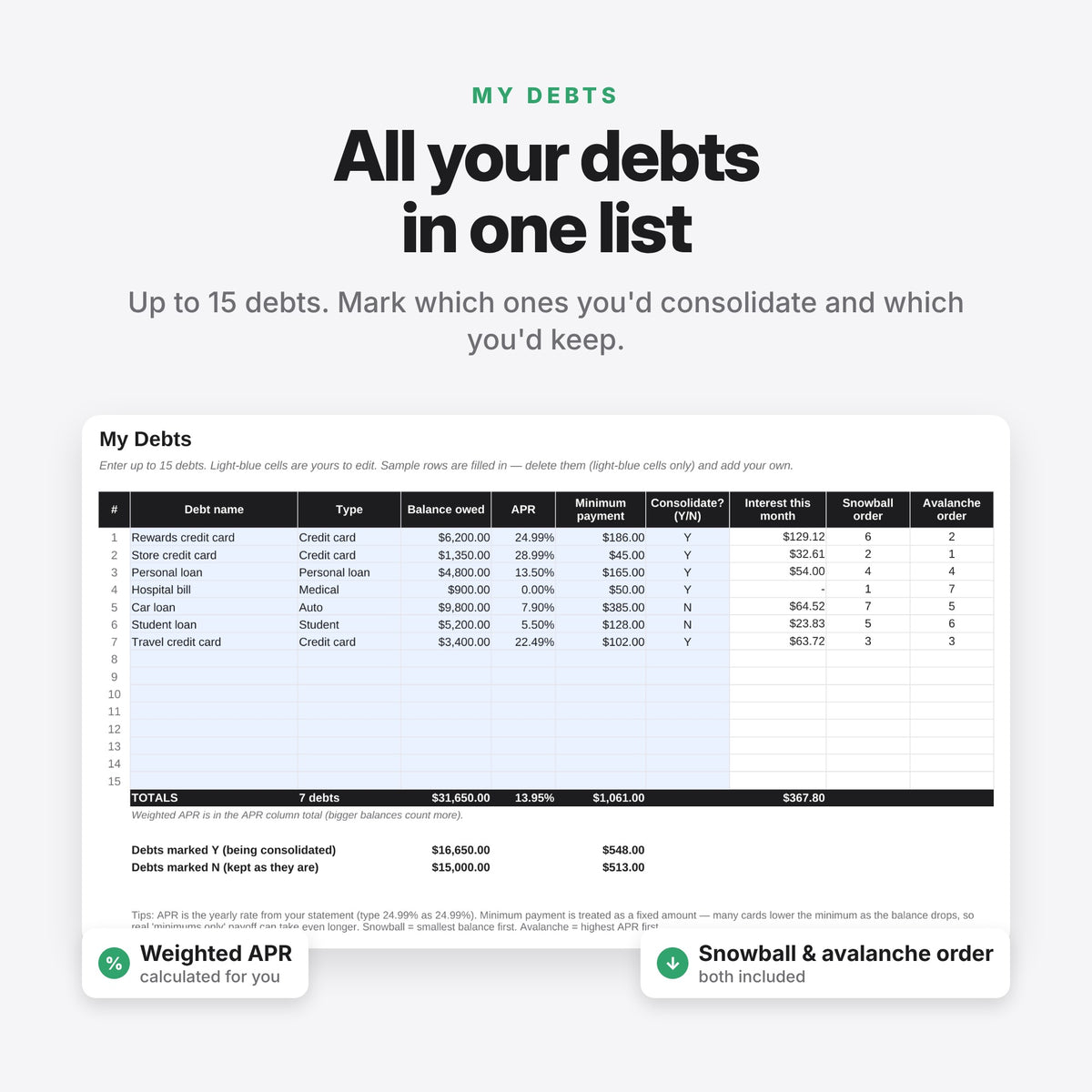 Debt Consolidation Calculator (Digital Download) — photo 6