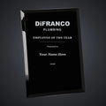 DiFranco Plumbing Employee of the Year Plaque (sample mockup)