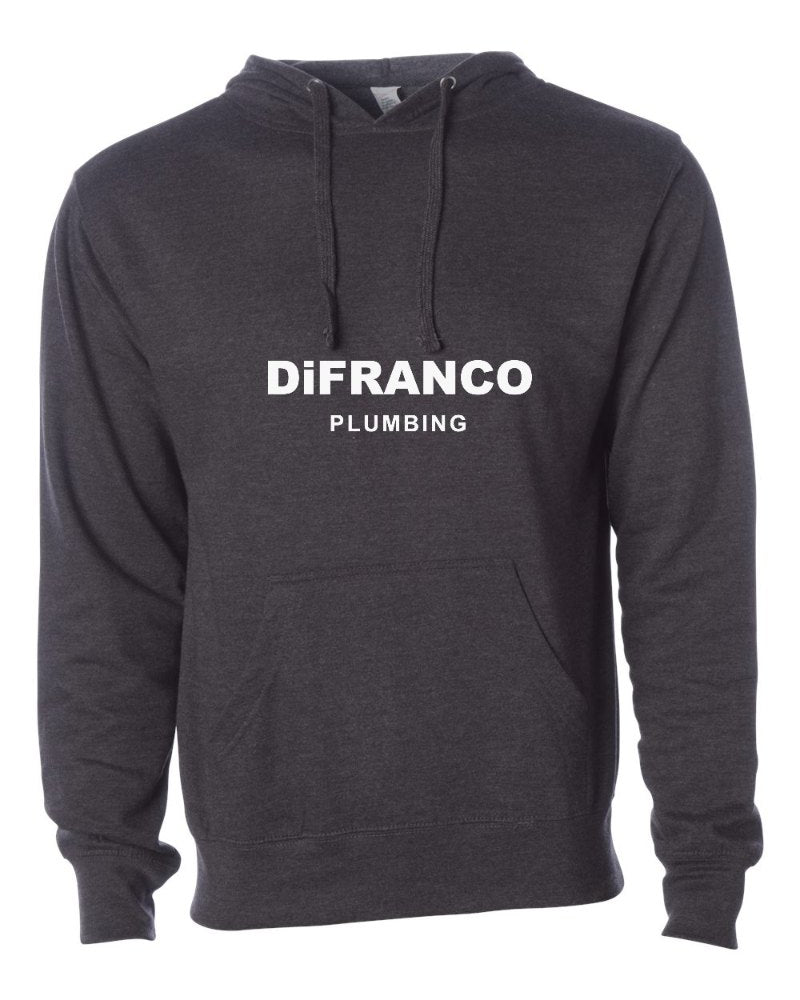 DiFranco Plumbing Independent Trading Hoodie in Charcoal Heather (sample mockup)