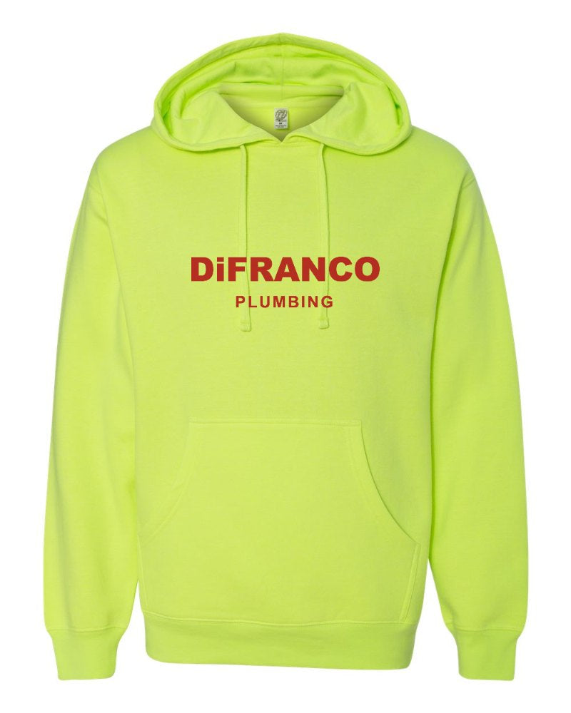 DiFranco Plumbing Independent Trading Hoodie in Safety Yellow (sample mockup)