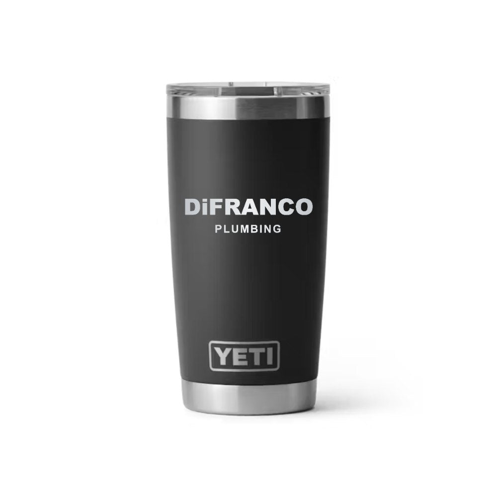 DiFranco Plumbing YETI 20 oz Rambler in Black (sample mockup)