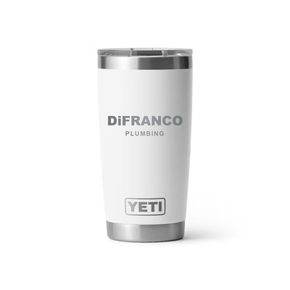 DiFranco Plumbing YETI 20 oz Rambler in White (sample mockup)